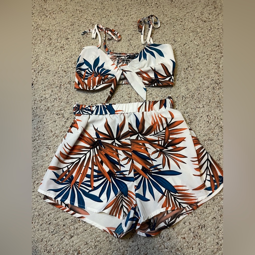 SHEIN Tropical Print Two Piece Set
